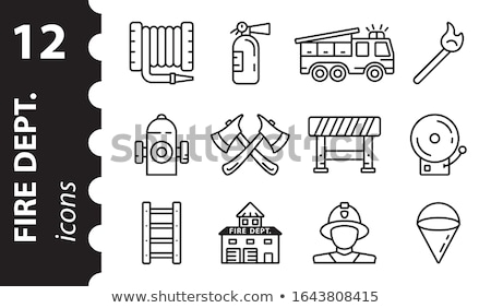 Zdjęcia stock: Firefighter Equipment Onboarding Elements Icons Set Vector