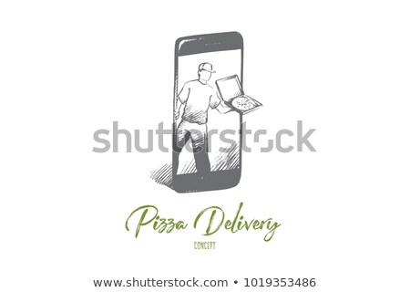 Foto stock: Box Ecommerce Sketch For Delivery Online Vector