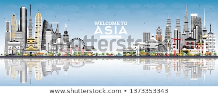 Stock fotó: Singapore Skyline With Grey Landmarks Blue Sky And Copy Space