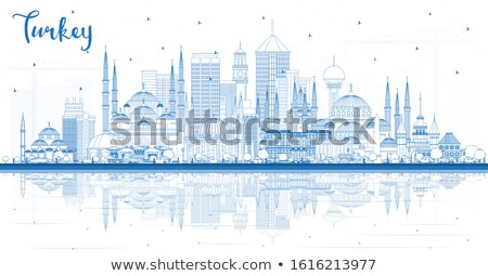 Stockfoto: Outline Ankara Skyline With Blue Buildings And Copy Space