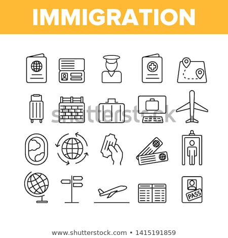 [[stock_photo]]: Immigration Refugee Onboarding Elements Icons Set Vector