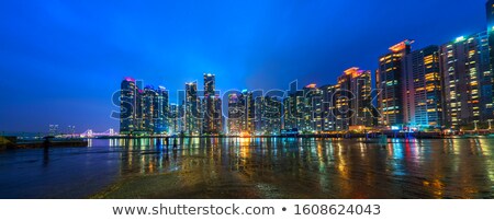 Сток-фото: Busan Marina City Skyscrapers Illluminated In Night