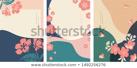 Foto stock: Ornamental Abstract Background With Sakura And Roses