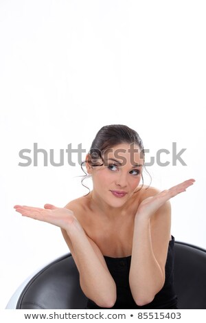 Stock photo: Happy Brunette Sat In Leather Chair