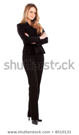 Stock foto: Nice Brunette Wearing A Black Suit