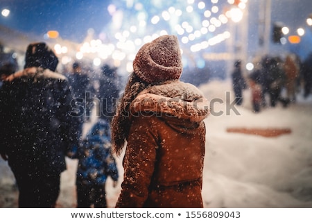 Foto stock: Winter Woman In The Street