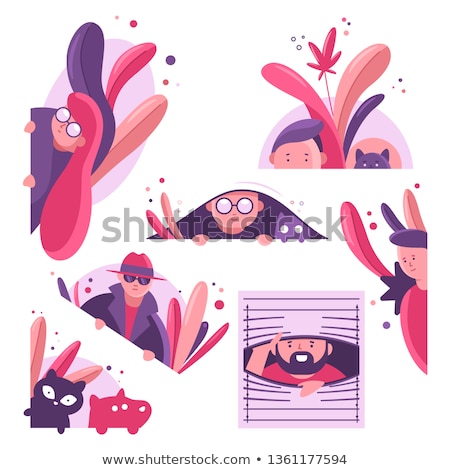 Foto stock: Spy Agent Peeking From A Window