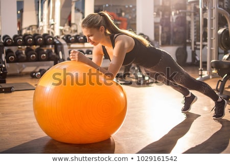 Сток-фото: Pilates Woman Stability Ball Exercise Gym Workout