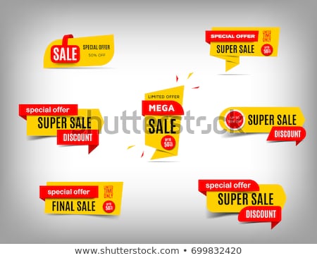 Сток-фото: Set Of Red Paper Stickers Of Discount And Sale Vector Illustration