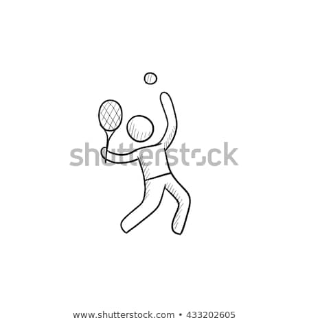 Foto stock: Man Playing Big Tennis Sketch Icon