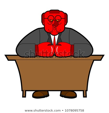 Zdjęcia stock: Angry Boss In Boxing Gloves Red Honcho Ferocious Master