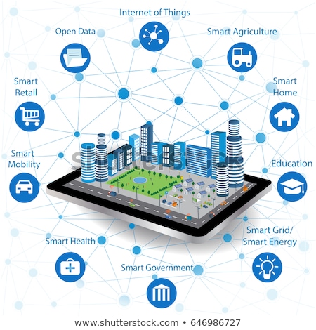 Stok fotoğraf: Global Internet Of Things Smart City Concept Vector Illustration