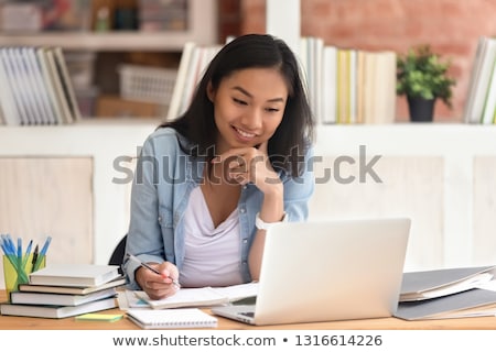 Stock foto: Happy Asian Woman Student With Diploma At Home