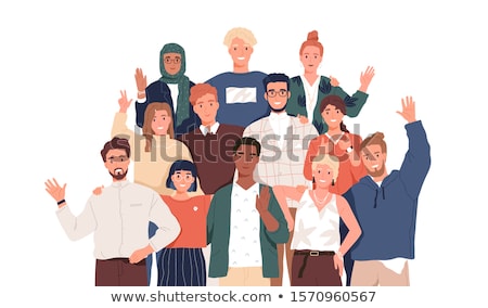 Foto stock: Multicultural Group Of Happy Women Together Vector Illustration