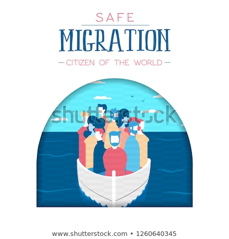 Stockfoto: Diverse Refugee People On Boat For Safe Migration