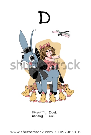 Coloring Book Girl And Pets By Letter D Zdjęcia stock © VetraKori