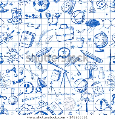 Stock photo: Cartoon Cute Doodles Hand Drawn School Seamless Pattern