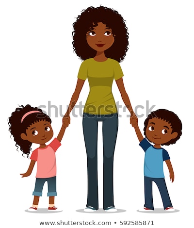 Zdjęcia stock: Afro American Mother With A Baby Boy Vector Illustration