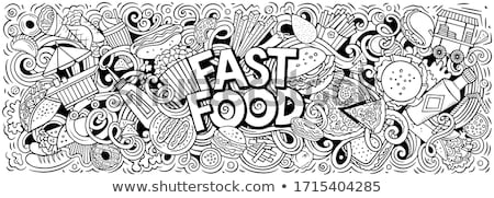 Stock fotó: Fastfood Hand Drawn Vector Doodles Illustration Fast Food Poster Design