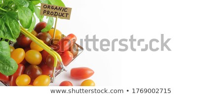 Stockfoto: Banner Of Red Cherries In White Basket