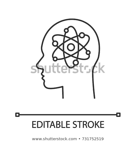 Foto stock: Atom Human Brain Icon Vector Outline Illustration