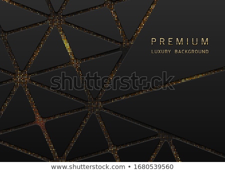 Stockfoto: Vector Abstract Black Layered Background With Golden Sparks Halftone Effect And Triangles Shapes
