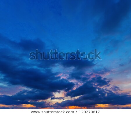 Sunset On Deep Blue Sky Panorama From Several Photos Stockfoto © pzAxe
