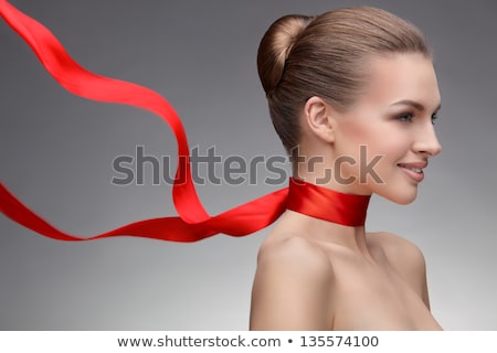 Stok fotoğraf: Attractive Girl With A Red Ribbon