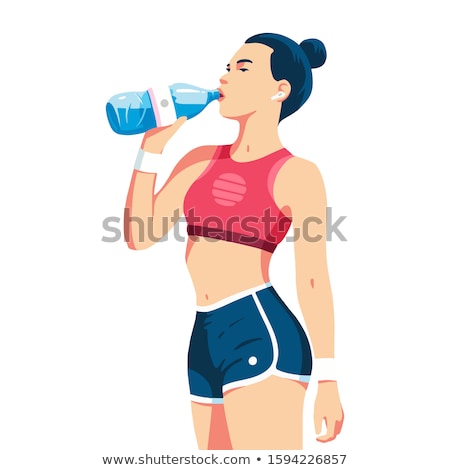 Stockfoto: Illustration Of Woman Drinking Water After Training