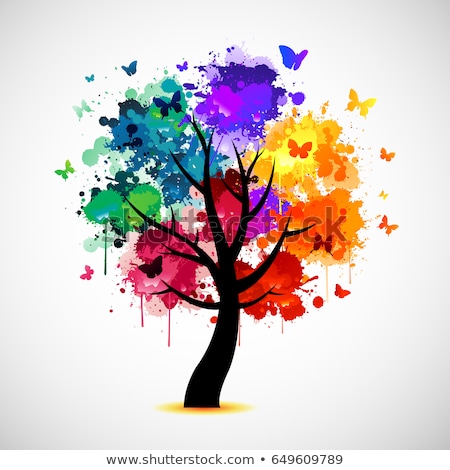 Abstract Tree With Colorful Dots Foto stock © hugolacasse