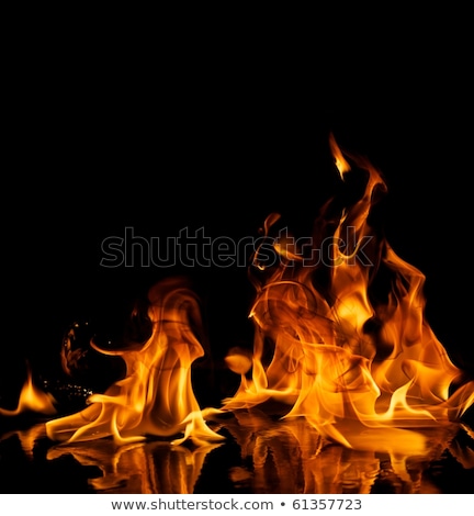 Stockfoto: Beautiful Stylish Fire Flames Reflected In Water