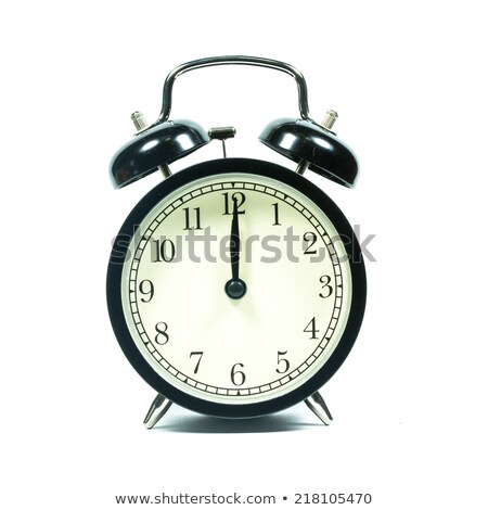 ストックフォト: 夜中の正午まで1分を示す黒い手と白い時計