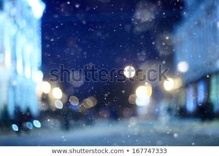 Foto stock: Rime On Window And Christmas Light Background