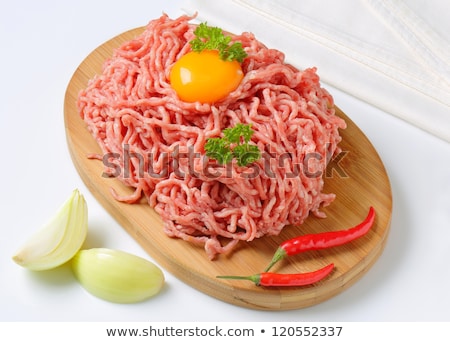 Foto stock: Raw Minced Meat And Egg Yolk