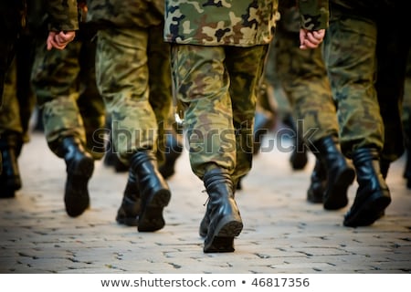 Foto stock: Soldiers With Military Camouflage Uniform In Army Formation