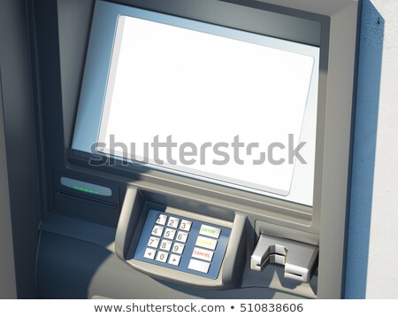 Foto stock: Dark Cash Machine On A Bright Wall 3d Rendering
