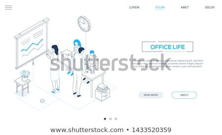 [[stock_photo]]: Office Life - Colorful Isometric Vector Web Banner