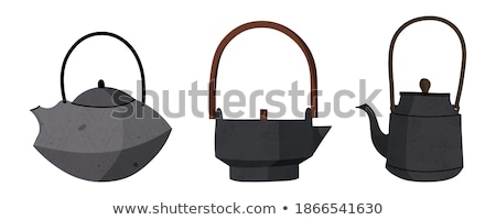 Foto stock: Teapot For Cook Hot Drink Kitchenware Color Vector