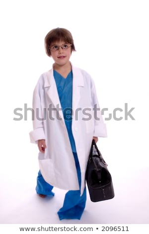 ストックフォト: Young Girl Dressed Up In A Medical Lab Coat