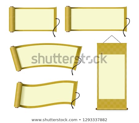 ストックフォト: Old Roll Of Paper Hanging On A Gold Background