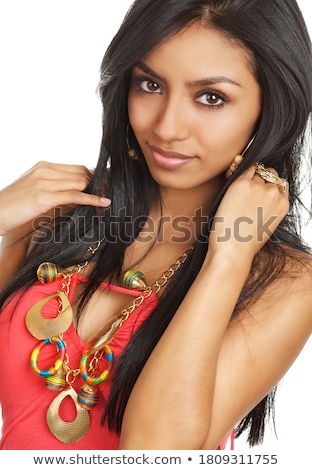 Stock photo: Asian Brunette Indian Woman With Long Hair