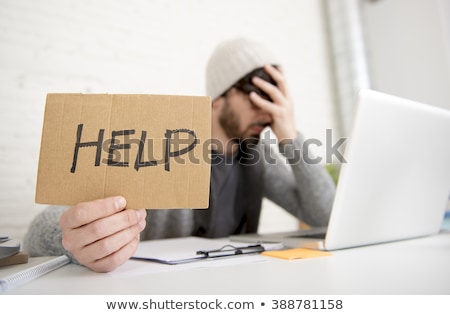 Stockfoto: Man With A Laptop Asking For Help