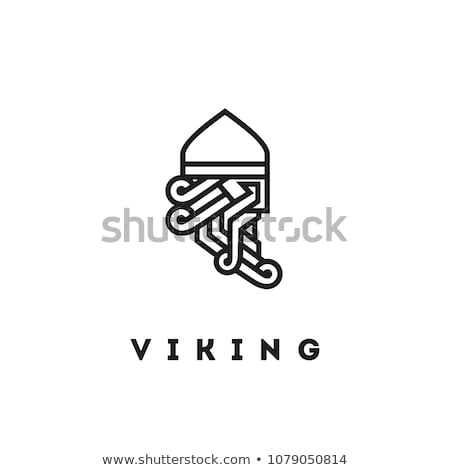 Foto stock: Viking Vector Graphic With Horned Helmetbr