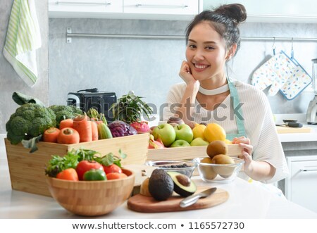 Stok fotoğraf: Thai Girl With Fruit And Vegetable