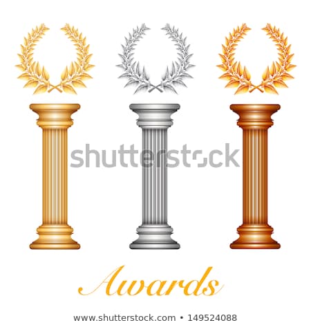 Foto d'archivio: Gold Award Column With Laurel Wreath For Jubilee Text