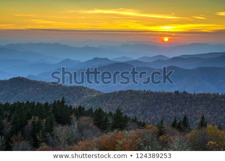 Stok fotoğraf: Blue Ridge Parkway Autumn Sunset Over Appalachian Mountains