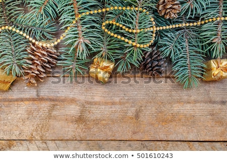 Stock foto: Christmas Border With Fir Tree Branches Cones Christmas Decora