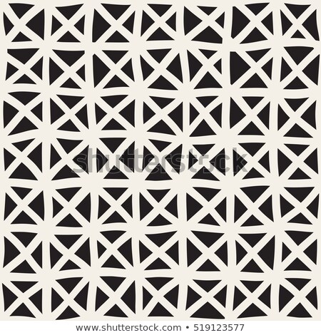 Foto stock: Wavy Hand Drawn Lines Square Grid Vector Seamless Black And White Pattern