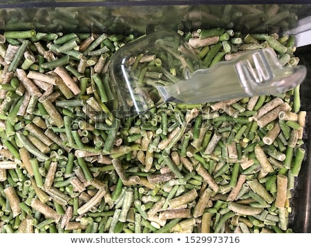 Foto stock: Assortment Of Fresh Frozen Green Peas French Bean Broccoli With Hoarfrost Closeup As Background