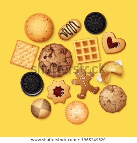 Stok fotoğraf: Cracker In Different Shapes Yellow Cookie Vector